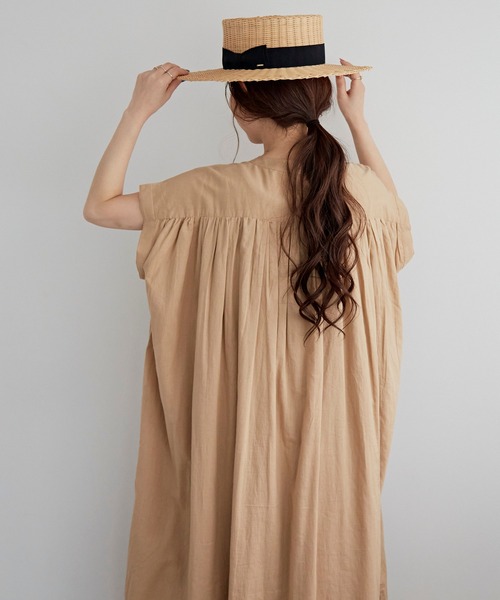 Libra Cue（リブラ キュー）の「コットンボイルノースリーブワンピース（ワンピース・レディース・ブラック/ベージュ/カーキ/ブルー/アイボリー・FREE）」の13枚目の写真