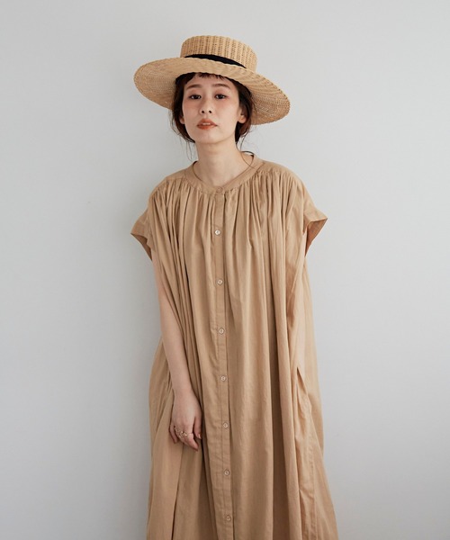 Libra Cue（リブラ キュー）の「コットンボイルノースリーブワンピース（ワンピース・レディース・ブラック/ベージュ/カーキ/ブルー/アイボリー・FREE）」の8枚目の写真