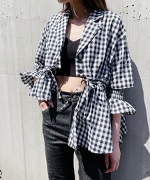 アシンメトリーフリルジャケット