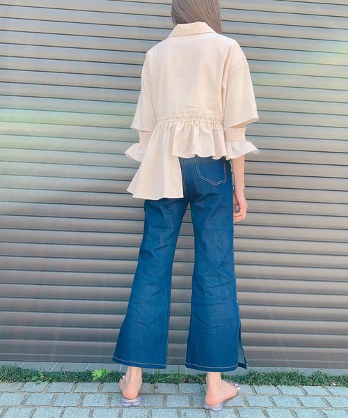 lilLilly(リルリリー)の「アシンメトリーフリルジャケット(テーラードジャケット・レディース・ベージュ/ブルー系その他/チェック・FREE)」の17枚目の写真