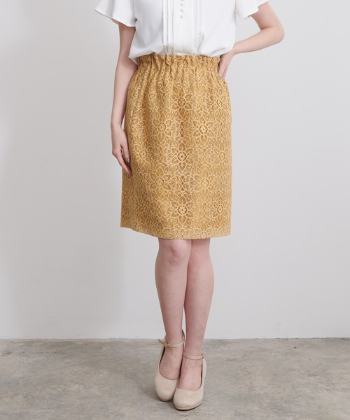 ASTORIA ODIER（アストリアオディール）の「ウエストゴムレースタイトスカート（スカート・レディース・イエロー/ライトグレー/ホワイト/ネイビー/ピンク・MEDIUM/X-SMALL/SMALL）」の5枚目の写真