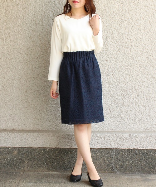 ASTORIA ODIER（アストリアオディール）の「ウエストゴムレースタイトスカート（スカート・レディース・イエロー/ライトグレー/ホワイト/ネイビー/ピンク・MEDIUM/X-SMALL/SMALL）」の16枚目の写真