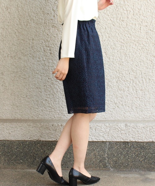 ASTORIA ODIER（アストリアオディール）の「ウエストゴムレースタイトスカート（スカート・レディース・イエロー/ライトグレー/ホワイト/ネイビー/ピンク・MEDIUM/X-SMALL/SMALL）」の11枚目の写真