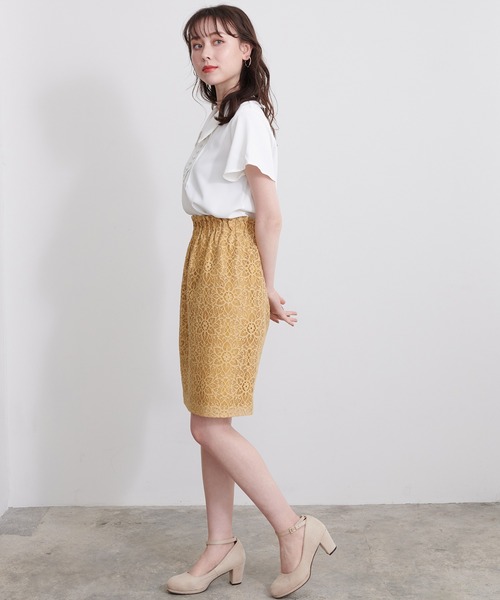 ASTORIA ODIER（アストリアオディール）の「ウエストゴムレースタイトスカート（スカート・レディース・イエロー/ライトグレー/ホワイト/ネイビー/ピンク・MEDIUM/X-SMALL/SMALL）」の12枚目の写真