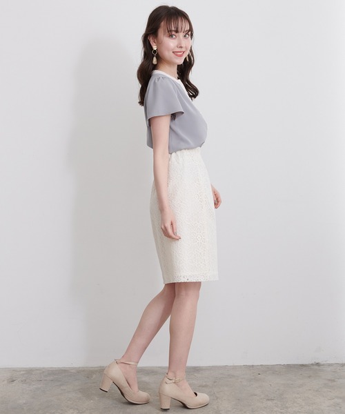 ASTORIA ODIER（アストリアオディール）の「ウエストゴムレースタイトスカート（スカート・レディース・イエロー/ライトグレー/ホワイト/ネイビー/ピンク・MEDIUM/X-SMALL/SMALL）」の8枚目の写真