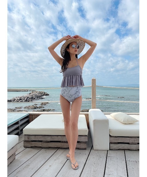 TRUNC（トランクエイティーエイト）の「Marble Combi Swimwear（水着・レディース・グレー/ブラウン・FREE）」の10枚目の写真