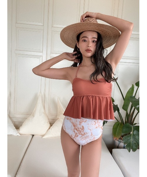 TRUNC（トランクエイティーエイト）の「Marble Combi Swimwear（水着・レディース・グレー/ブラウン・FREE）」の8枚目の写真