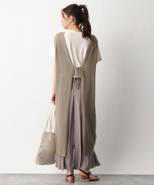 GLOBAL WORK（グローバルワーク）の「メッシュニットジレ・カットプルオーバー/938469（Tシャツ/カットソー・レディース・ライトブラウン/ホワイト系その他2/グリーン系その他3・FREE）」の4枚目の写真