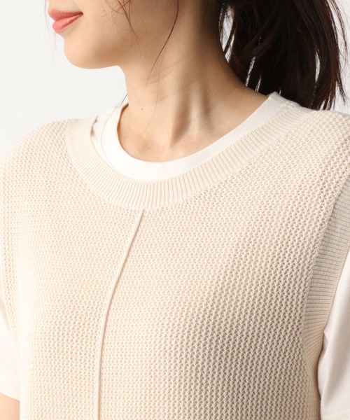 GLOBAL WORK（グローバルワーク）の「メッシュニットジレ・カットプルオーバー/938469（Tシャツ/カットソー・レディース・ライトブラウン/ホワイト系その他2/グリーン系その他3・FREE）」の5枚目の写真