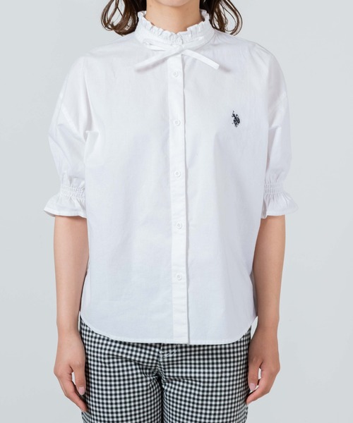U.S. POLO ASSN.(ユーエスポロアッスン)の「∴WEGO/U.S.POLO ASSN.別注スタンドフリルブラウス(シャツ/ブラウス・レディース・ホワイト/ベージュ系その他2・FREE)」の8枚目の写真