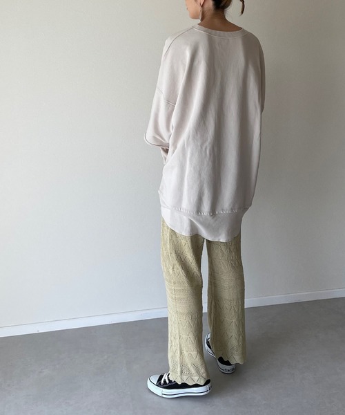 y/m by misato（イムバイミサト）の「リネンライク透かし編みパンツ（その他パンツ・レディース・オフホワイト/ライム・FREE）」の11枚目の写真