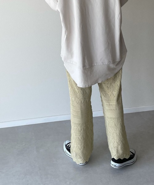 y/m by misato（イムバイミサト）の「リネンライク透かし編みパンツ（その他パンツ・レディース・オフホワイト/ライム・FREE）」の12枚目の写真