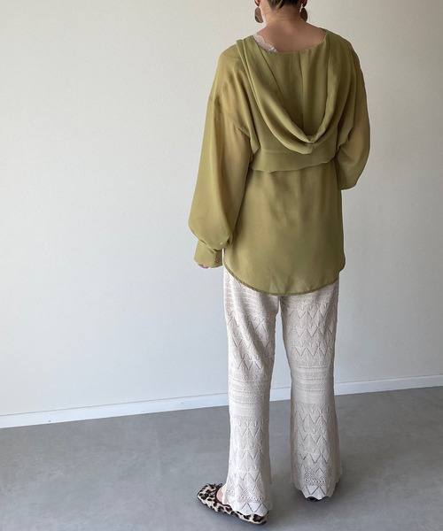 y/m by misato（イムバイミサト）の「リネンライク透かし編みパンツ（その他パンツ・レディース・オフホワイト/ライム・FREE）」の6枚目の写真