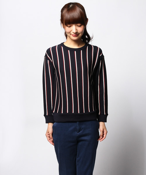 ESTNATION(エストネーション)の「ESTNATION ストライプニット(ニット/セーター・レディース・グレー/ネイビー・38)」の3枚目の写真