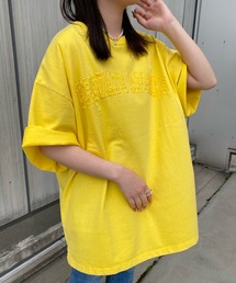 WEGO | WEGO/スーパービックシルエットピグメントカレッジロゴ刺繍Tシャツ(Tシャツ/カットソー)