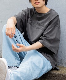 WEGO | WEGO/スーパービックシルエットピグメントカレッジロゴ刺繍Tシャツ(Tシャツ/カットソー)