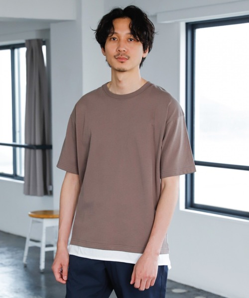 GLOBAL WORK（グローバルワーク）の「シャーベッTEEレイヤードＭ/952104（Tシャツ/カットソー・メンズ・ライトグレー/ブラック/ブルー/ライトイエロー/グリーン/ダークブラウン・SMALL/MEDIUM/LARGE/X-LARGE）」の4枚目の写真