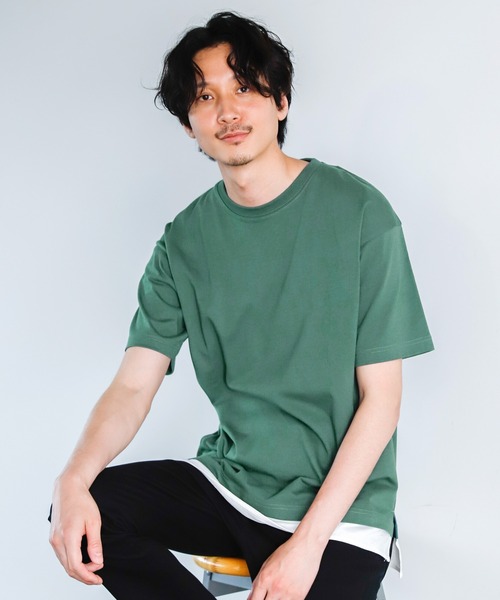 GLOBAL WORK（グローバルワーク）の「シャーベッTEEレイヤードＭ/952104（Tシャツ/カットソー・メンズ・ライトグレー/ブラック/ブルー/ライトイエロー/グリーン/ダークブラウン・SMALL/MEDIUM/LARGE/X-LARGE）」の5枚目の写真
