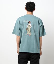 GIRLS刺繍バックプリントビッグシルエットTシャツ