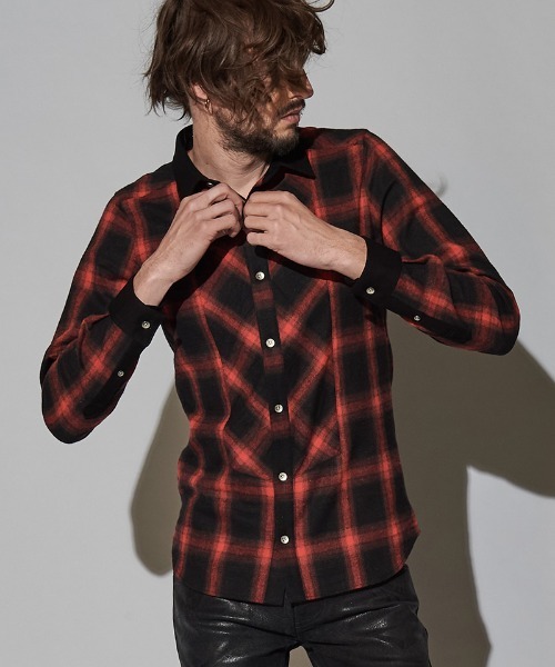 NO ID.（ノーアイディ）の「ms4722-クレリックバイアスオンブレーチェックＳＨ シャツ（シャツ/ブラウス・メンズ・グリーン/ブルー/レッド/ブラック・2/1）」の9枚目の写真