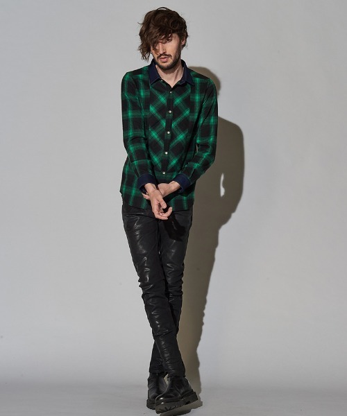 NO ID.（ノーアイディ）の「ms4722-クレリックバイアスオンブレーチェックＳＨ シャツ（シャツ/ブラウス・メンズ・グリーン/ブルー/レッド/ブラック・2/1）」の17枚目の写真