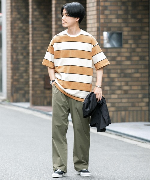 ITEMS URBANRESEARCH（アイテムズ アーバンリサーチ）の「ワイドピッチボーダー天竺Tシャツ（Tシャツ/カットソー・メンズ・ベージュ/ネイビー/キャメル・MEDIUM/LARGE）」の9枚目の写真