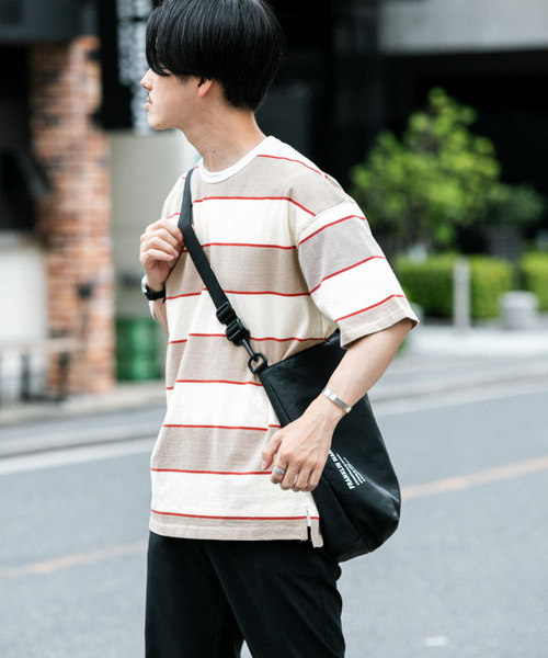 ITEMS URBANRESEARCH（アイテムズ アーバンリサーチ）の「ワイドピッチボーダー天竺Tシャツ（Tシャツ/カットソー・メンズ・ベージュ/ネイビー/キャメル・MEDIUM/LARGE）」の12枚目の写真