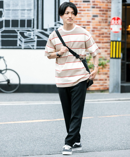 ITEMS URBANRESEARCH（アイテムズ アーバンリサーチ）の「ワイドピッチボーダー天竺Tシャツ（Tシャツ/カットソー・メンズ・ベージュ/ネイビー/キャメル・MEDIUM/LARGE）」の13枚目の写真