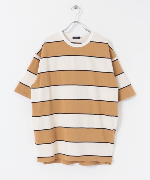 ITEMS URBANRESEARCH（アイテムズ アーバンリサーチ）の「ワイドピッチボーダー天竺Tシャツ（Tシャツ/カットソー・メンズ・ベージュ/ネイビー/キャメル・MEDIUM/LARGE）」の15枚目の写真