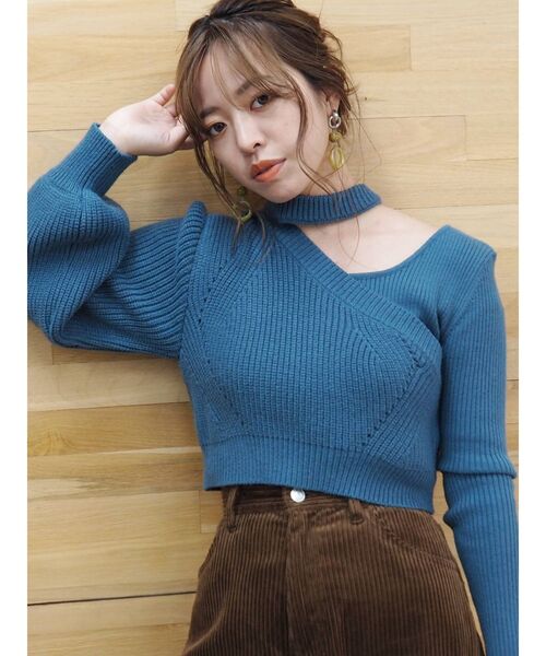 EVRIS（エヴリス）の「ドッキングボトルネックニットトップス（ニット/セーター・レディース・ブラック/ブルー/アイボリー・FREE）」の17枚目の写真