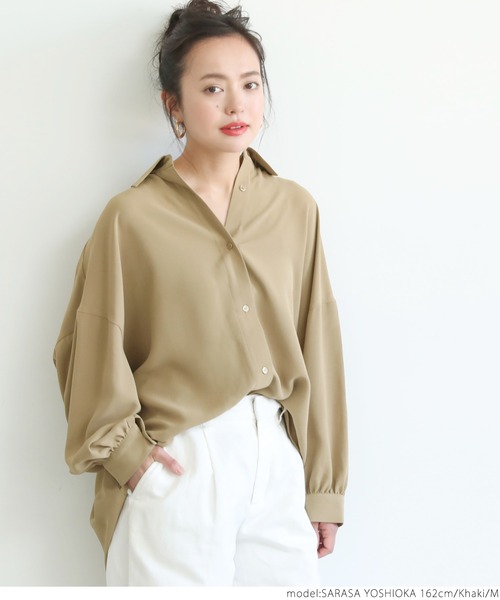 coca(coca)(コカ)の「とろみドルマンシャツ(シャツ/ブラウス・レディース・ホワイト/ブラック/カーキ・M/L)」の11枚目の写真