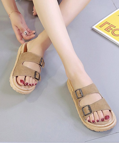 STYLEBLOCK(スタイルブロック)の「ダブルベルトサンダル(サンダル・レディース・ブラック/ピンク/カーキ/グリーン・35/37/40/39/38/36)」の2枚目の写真