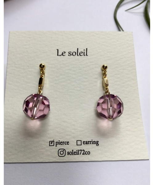 tone(トーン)の「【Le soleil】可憐に輝く スワロフスキーピアス(MA)(ピアス(両耳用)・レディース・パープル/ピンク/グリーン/ゴールド系・FREE)」の10枚目の写真