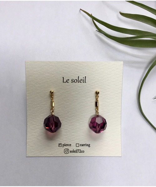 tone(トーン)の「【Le soleil】可憐に輝く スワロフスキーピアス(MA)(ピアス(両耳用)・レディース・パープル/ピンク/グリーン/ゴールド系・FREE)」の8枚目の写真