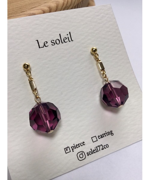 tone(トーン)の「【Le soleil】可憐に輝く スワロフスキーピアス(MA)(ピアス(両耳用)・レディース・パープル/ピンク/グリーン/ゴールド系・FREE)」の6枚目の写真