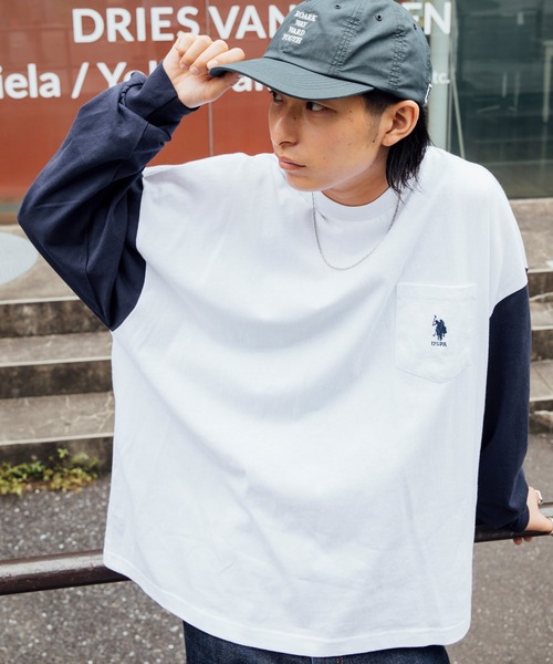 U.S.POLOASSN./ユーエスポロアッスン別注ワンポイント刺繍ビッグシルエットカットソー長袖teeトップス