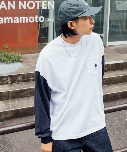 U.S.POLOASSN./ユーエスポロアッスン別注ワンポイント刺繍ビッグシルエットカットソー長袖teeトップス