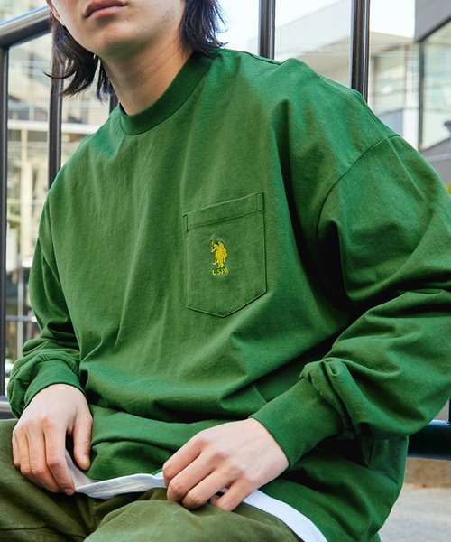 U.S.POLOASSN./ユーエスポロアッスン別注ワンポイント刺繍ビッグシルエットカットソー長袖teeトップス