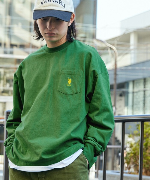 U.S.POLOASSN./ユーエスポロアッスン別注ワンポイント刺繍ビッグシルエットカットソー長袖teeトップス