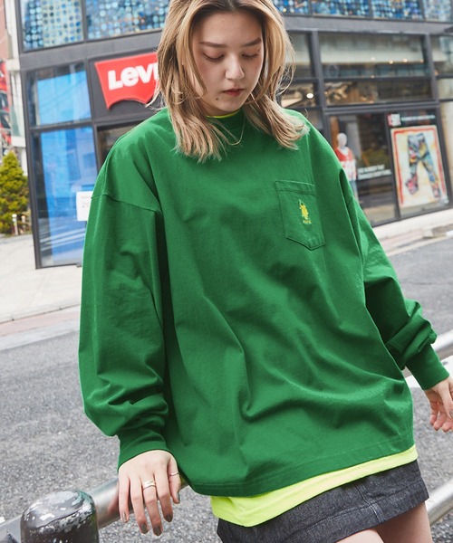 U.S.POLOASSN./ユーエスポロアッスン別注ワンポイント刺繍ビッグシルエットカットソー長袖teeトップス