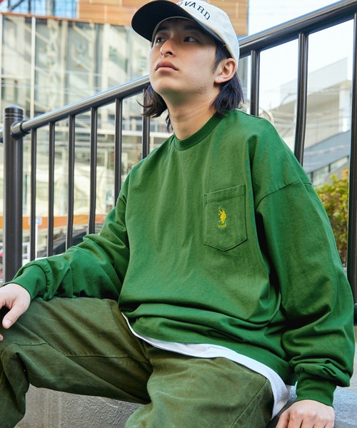 U.S.POLOASSN./ユーエスポロアッスン別注ワンポイント刺繍ビッグシルエットカットソー長袖teeトップス