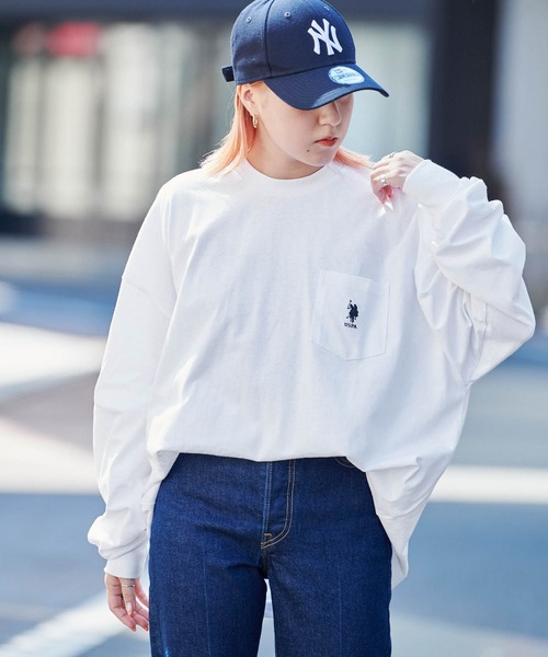 U.S.POLOASSN./ユーエスポロアッスン別注ワンポイント刺繍ビッグシルエットカットソー長袖teeトップス