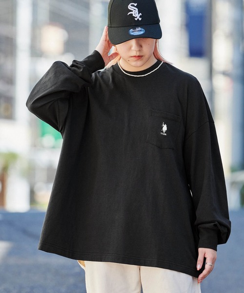 U.S.POLOASSN./ユーエスポロアッスン別注ワンポイント刺繍ビッグシルエットカットソー長袖teeトップス