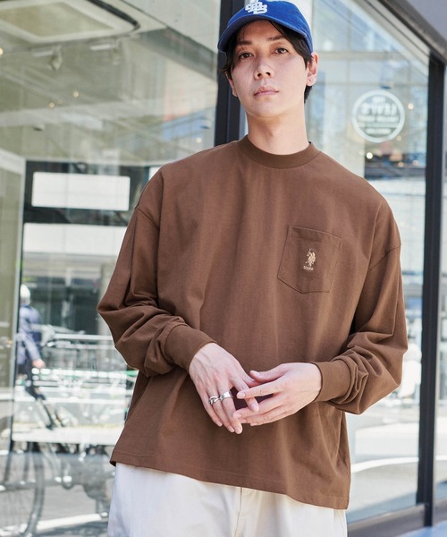U.S.POLOASSN./ユーエスポロアッスン別注ワンポイント刺繍ビッグシルエットカットソー長袖teeトップス