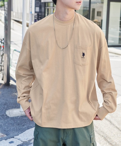 U.S.POLOASSN./ユーエスポロアッスン別注ワンポイント刺繍ビッグシルエットカットソー長袖teeトップス