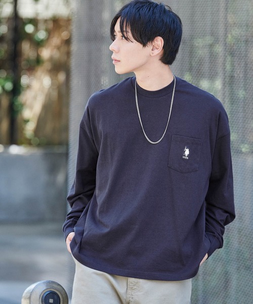 U.S.POLOASSN./ユーエスポロアッスン別注ワンポイント刺繍ビッグシルエットカットソー長袖teeトップス