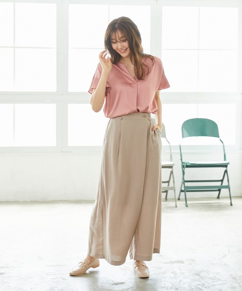 Rewde(ルゥデ)の「【TV着用】スキッパーラッフルフリルブラウス(1R13-07148)(シャツ/ブラウス・レディース・ピンク/ブラウン/ベージュ・M)」の9枚目の写真