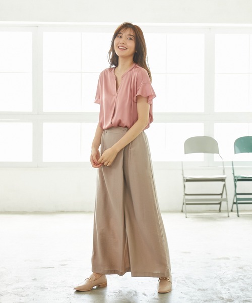 Rewde(ルゥデ)の「【TV着用】スキッパーラッフルフリルブラウス(1R13-07148)(シャツ/ブラウス・レディース・ピンク/ブラウン/ベージュ・M)」の11枚目の写真