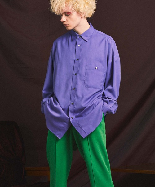 MAISON SPECIAL（メゾンスペシャル）の「《ユニセックスアイテム》ストレッチツイルプライムオーバーシャツ 【MAISON SPECIAL/メゾンスペシャル】（シャツ/ブラウス・メンズ・ブラック/パープル/オフホワイト/ピンク/オレンジ/グリーン・1/2/0）」の21枚目の写真