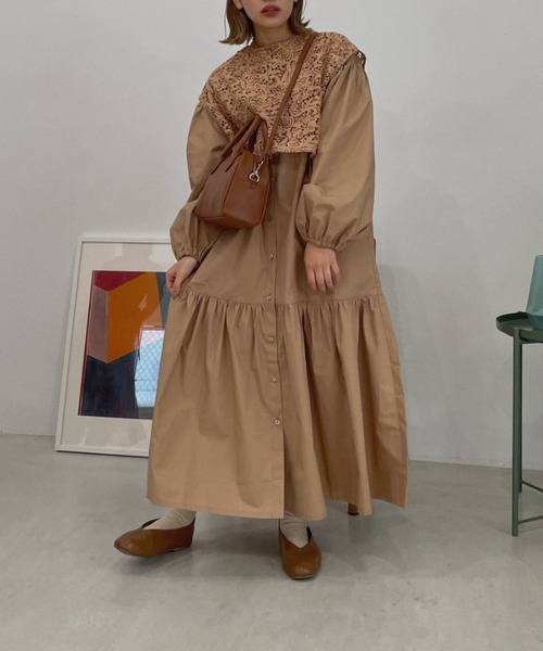 onetome(ワントゥーミー)の「袖ボリューム ティアードワンピース(ワンピース・レディース・ベージュ/オフホワイト/ブルー・FREE)」の8枚目の写真